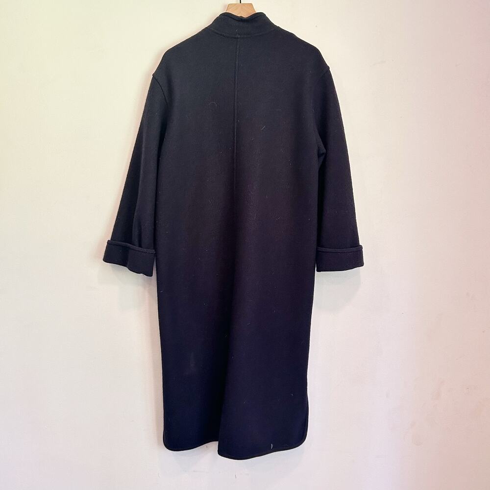 Geiger Wool Button Up Vintage Trench Coat Navy Blue Size 36/4 - Picture 6 of 7